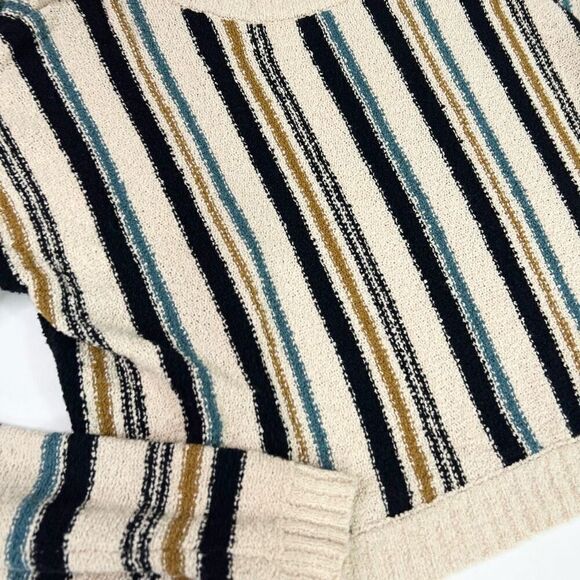 Salt Water Luxe Sweater Womens XS Cream & Black Striped Beachy Knitted Pullover - Picture 2 of 9